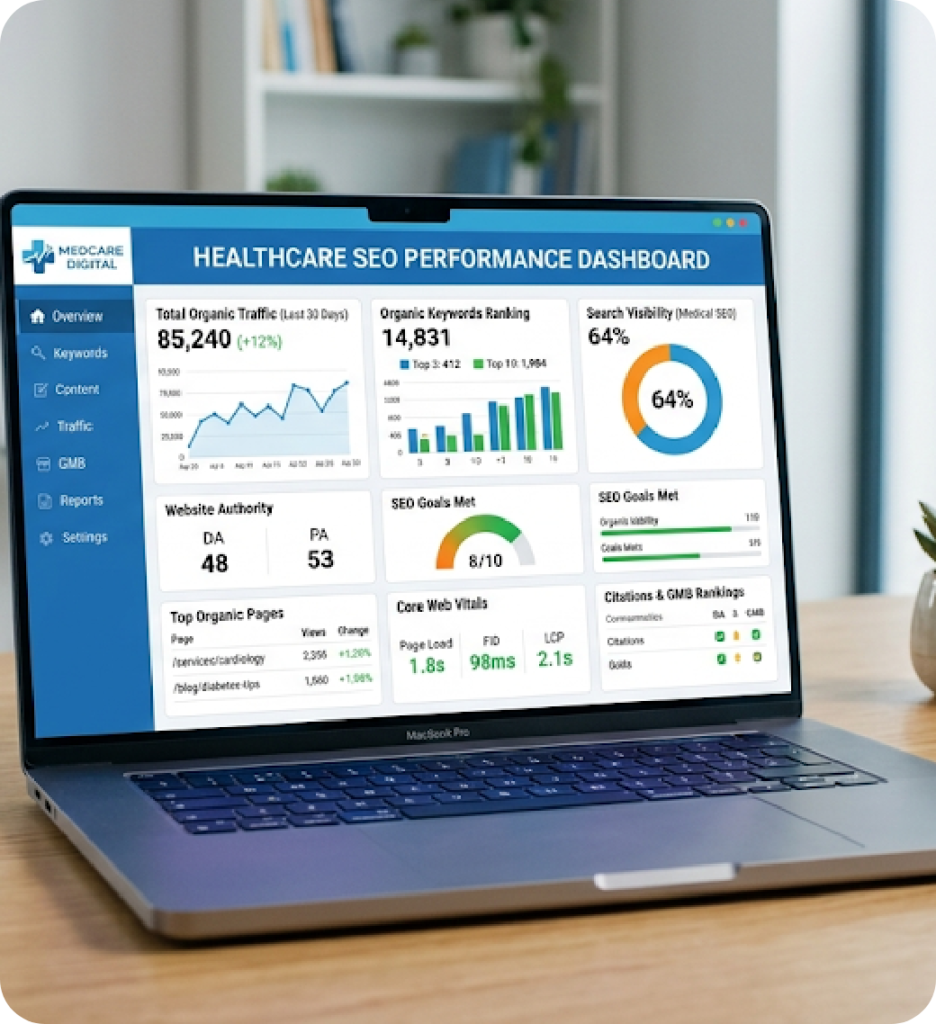 Healthcare SEO performance Dashboard
